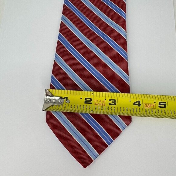 Brooks Brothers Stain Resistant Silk Neck Tie Made in USA Red Blue Stripe Mens - Picture 5 of 6